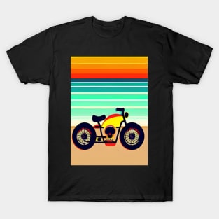 COOL LOVELY SURREAL RETRO MOTORCYCLE ON THE BEACH T-Shirt